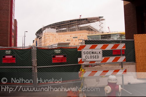 Construction on Target Field, the new Twins stadium, in downtown Minneapolis.